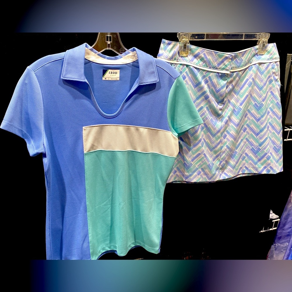 Like new. M shirt and Sz 8 golf skort.